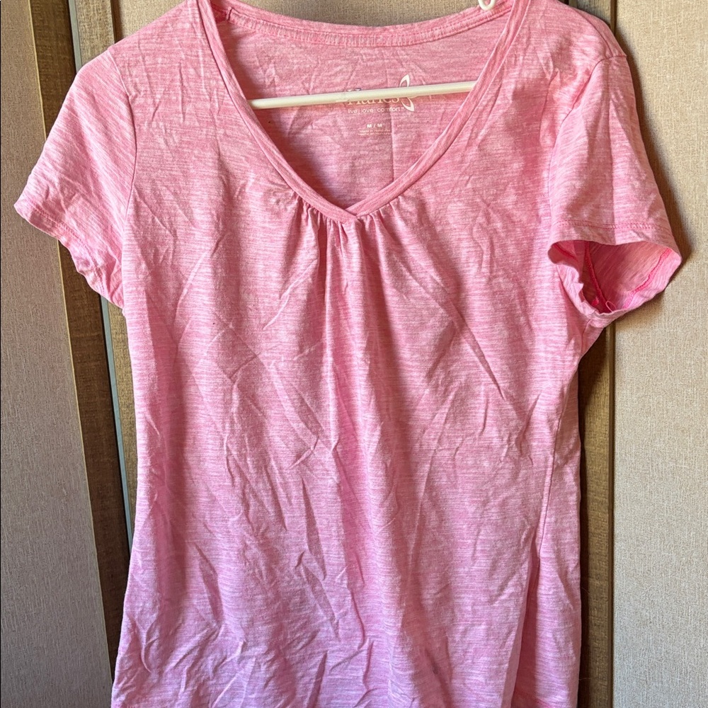 Hanes Light Pink space dyed Short Sleeve Women's Tee medium